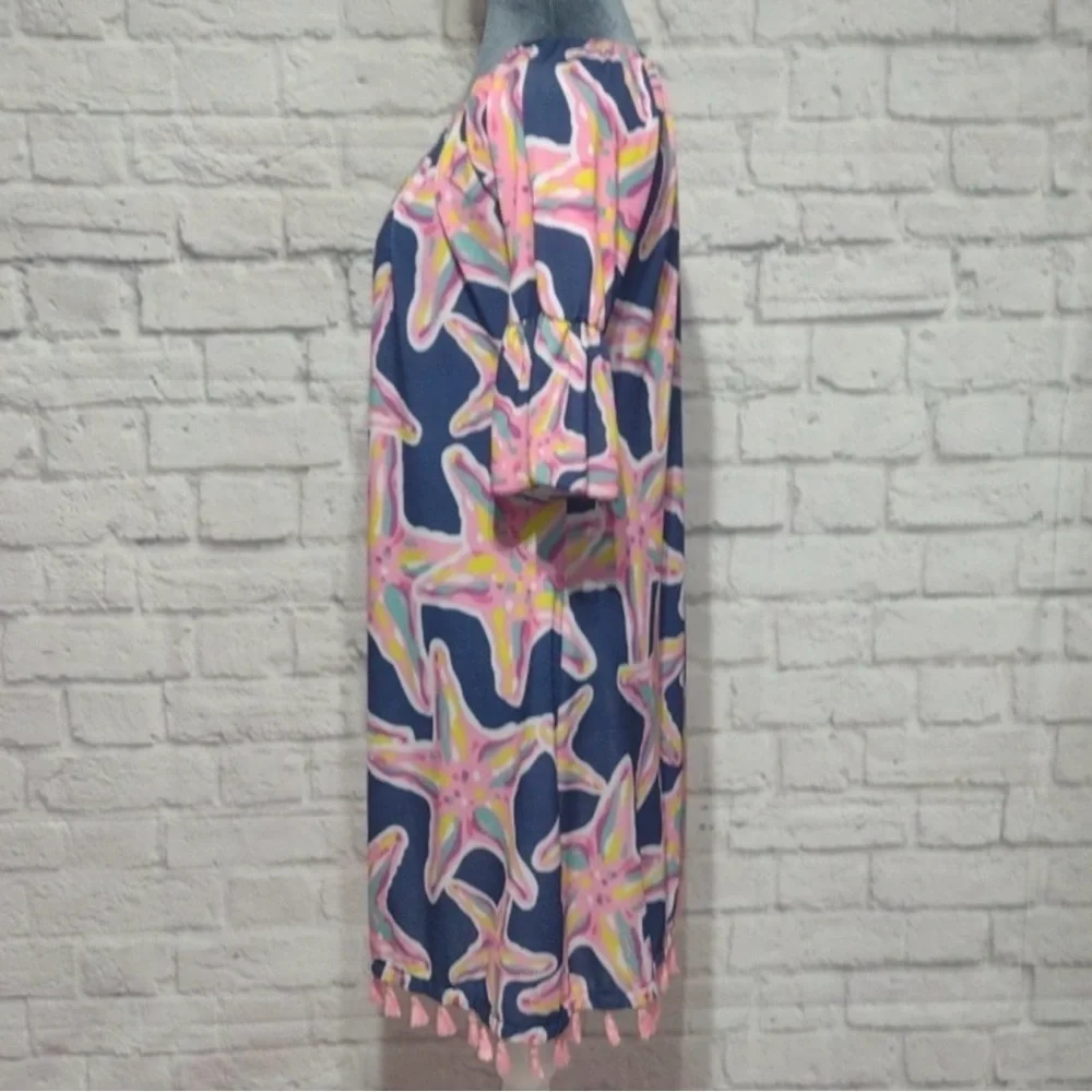 Simply Southern Navy Blue Dress with Pink Starfish Print - Picture 4 of 9